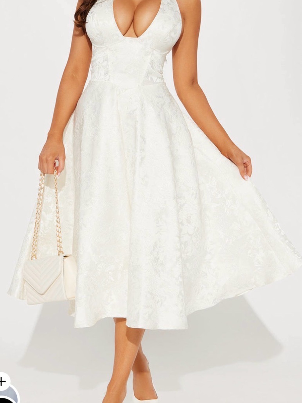 Ellington Jacquard Halter Midi Dress off white